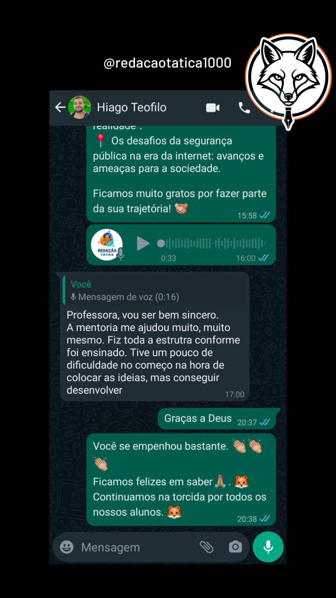 Feedback aluno 16