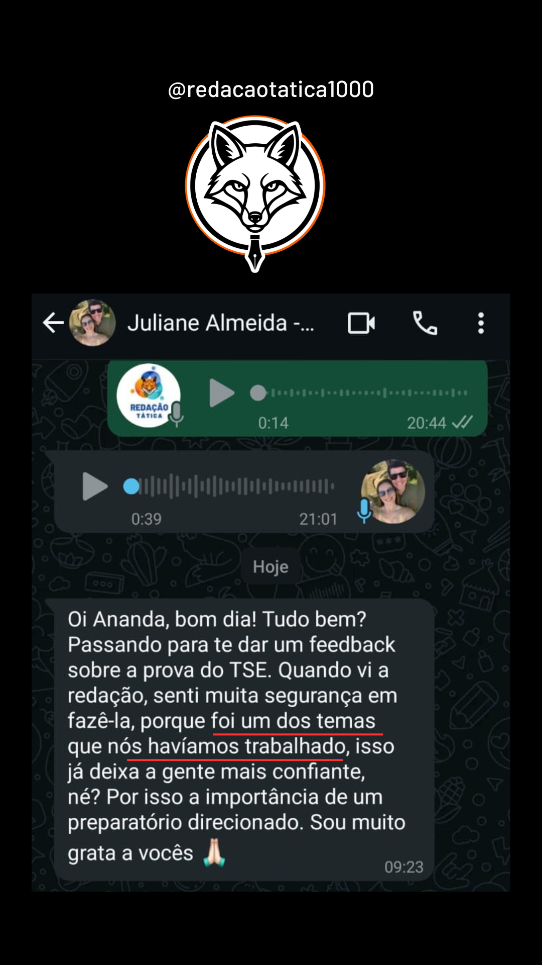 Feedback aluno 3